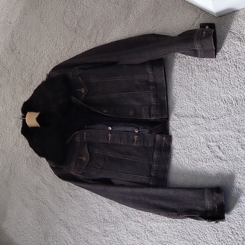 2-in-1 Vintage USA Made Theory Denim Jacket w/ Removable Rabbit Fur Vest